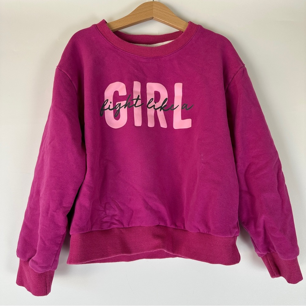 The Wishing Elephant Fight Light a Girl Sweatshirt Crewneck Girls Small Magenta